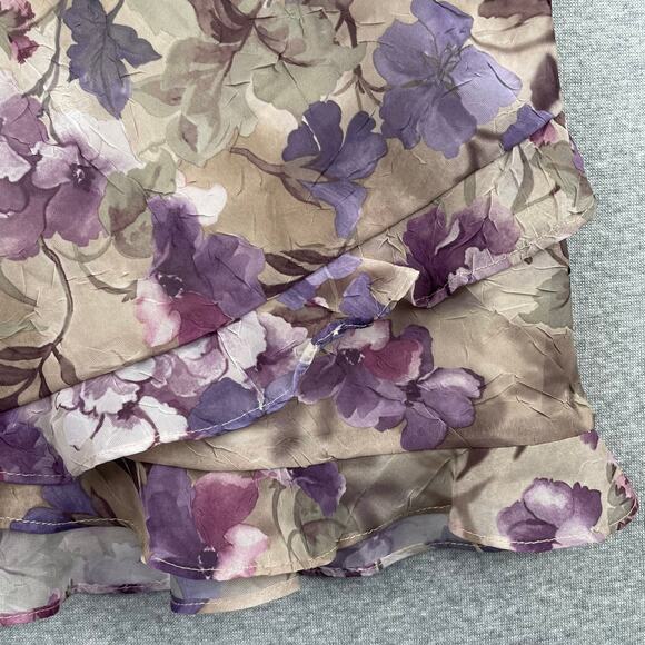 90s VTG Fairy Grunge 2-pc Floral Maxi Skirt Set 8P Purple Whimsigoth Ruffle Trim - Picture 13 of 16